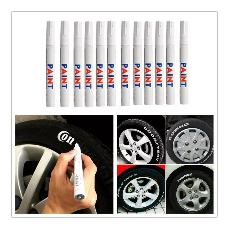 Pack X12 Lápiz Plumón Marcador Pinta Neumáticos Blanco /r&c