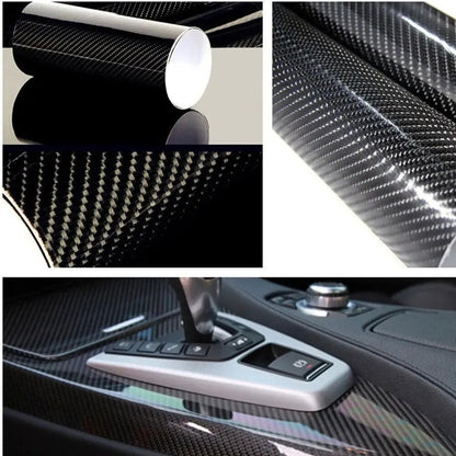 Vinilo Fibra De Carbono 5d Brillante Autoadhesivo 75x200cm 5d Negro Fibra