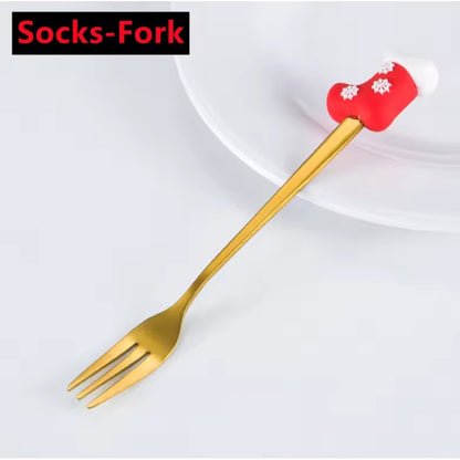 X6 Set Servicios Navideños Cuchara Tenedor Decoración Navida