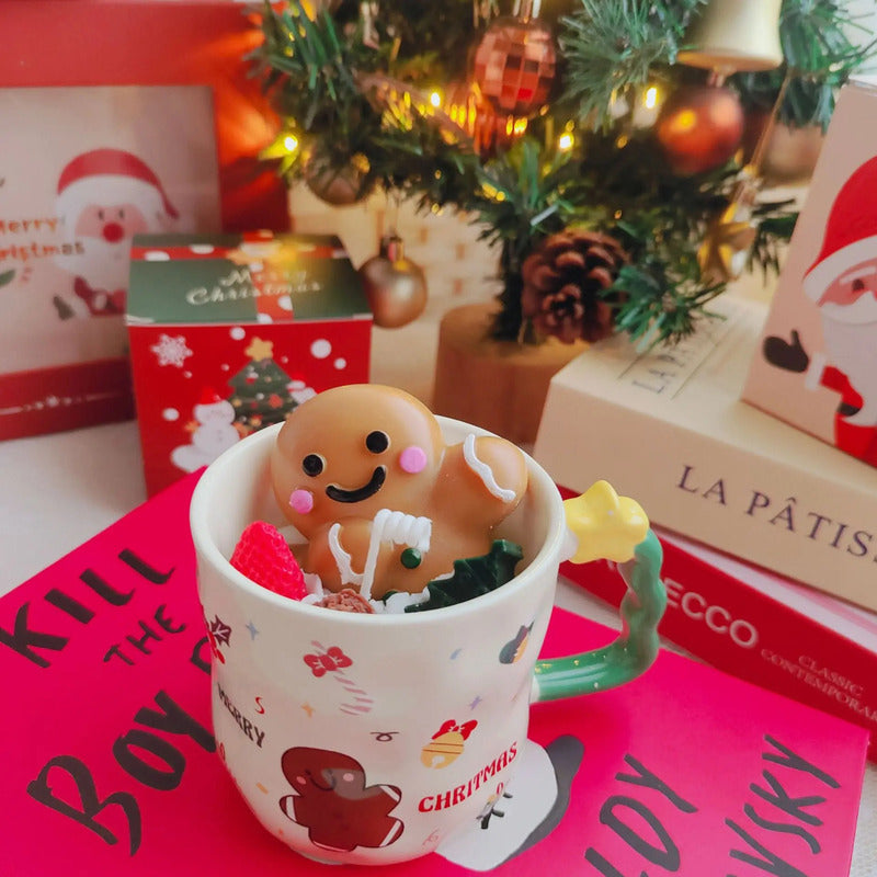 Taza De Navidad Con Agarre Árbol De Navidad 380ml Mug Lindo