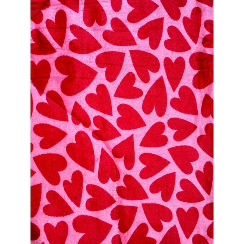 Plumón Cobertor Cubrecama Plush Chiporro Funda 2p Diseños Rojo Mod1 Corazones