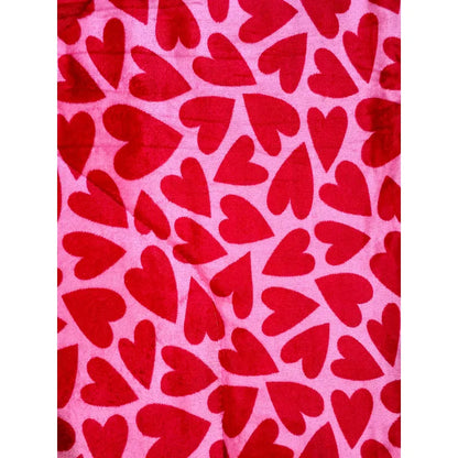 Plumón Cobertor Cubrecama Plush Chiporro Funda 2p Diseños Rojo Mod1 Corazones