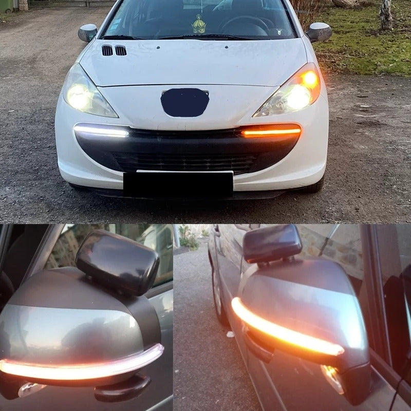 X2 Tira Led Luz Neblinero Secuencial Blanco Amarillo 17cm