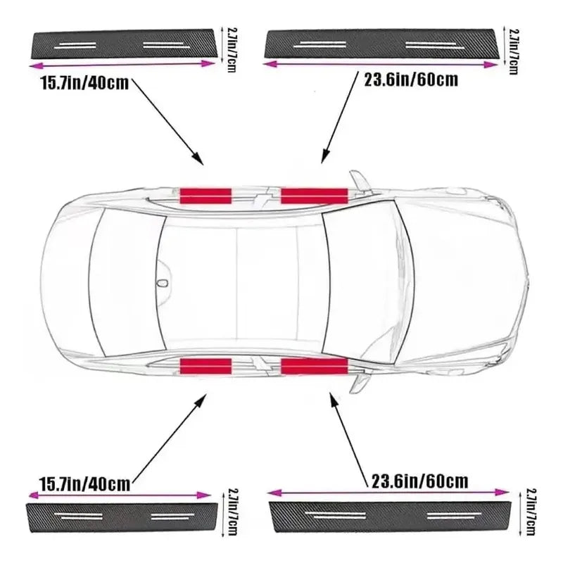 X4 Pisadera Adhesiva Sticker Cubre Zocalo Puertas Protección Fibra K Motors