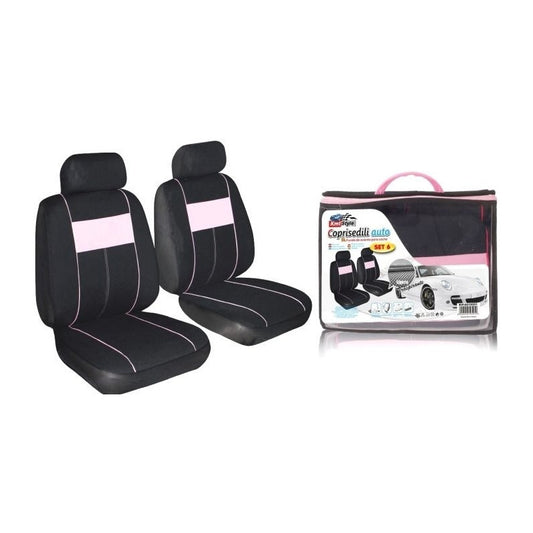 Set Fundas Cubreasiento Delantero 6pcs Rosado Auto Universal