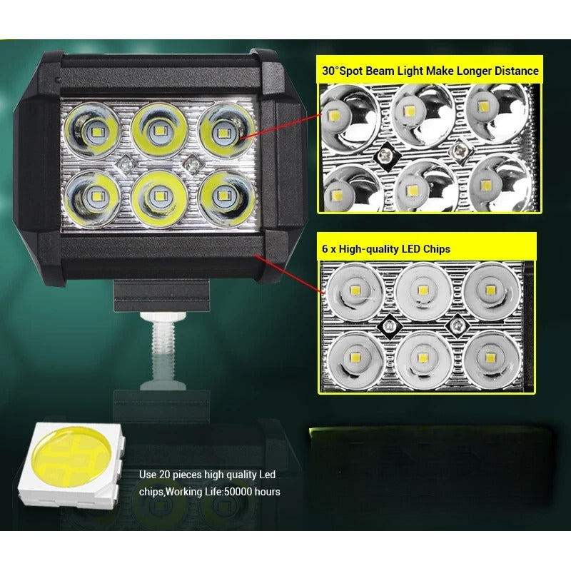 X2 Foco Led Neblinero 18w Antiniebla 6led 12v Auto Camioneta