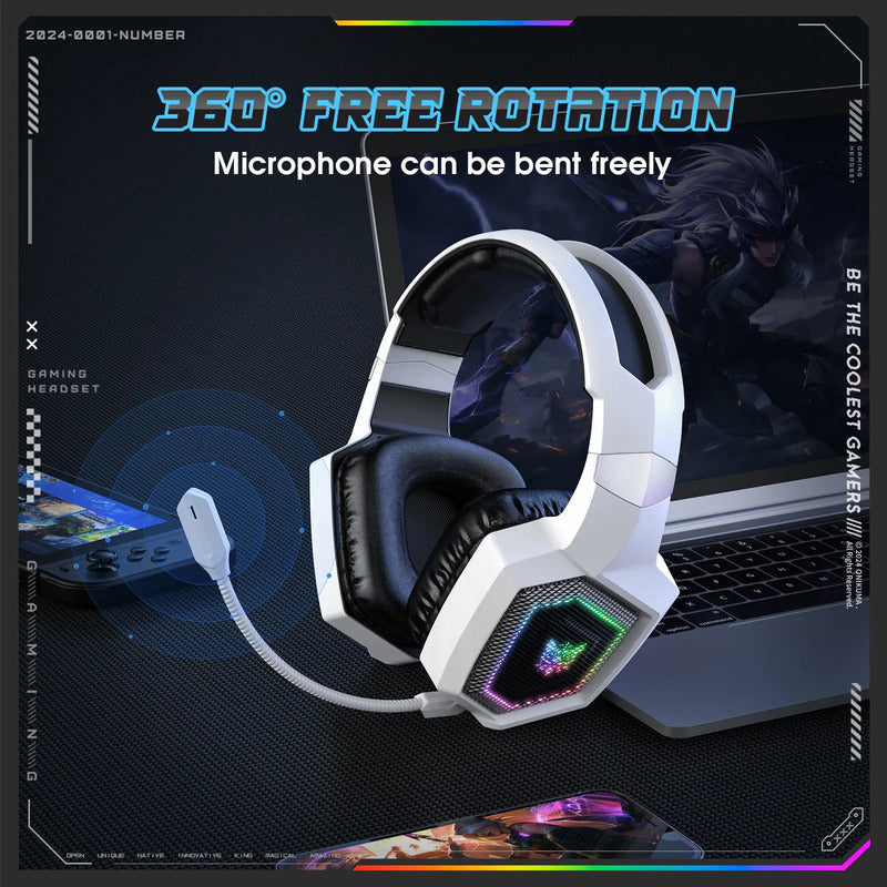 Audifono Gamer Onikuma 3modos Conexión Bluetooth Usb C Gt806 Gt806 Blanco Rgb