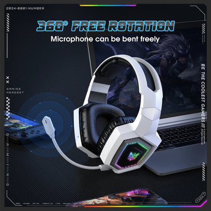 Audifono Gamer Onikuma 3modos Conexión Bluetooth Usb C Gt806 Gt806 Blanco Rgb