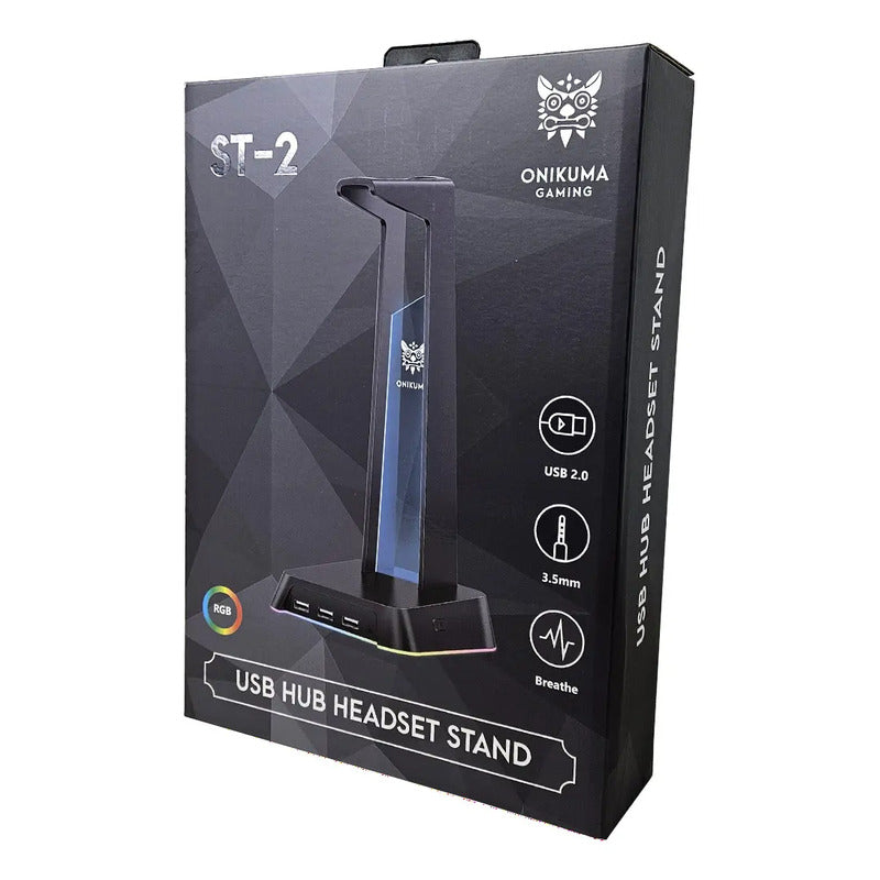 Stand De Audifonos Onikuma St2 Con Luz 3puertos Usb + 3.5mm