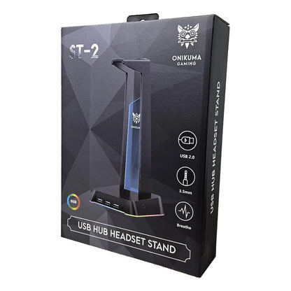 Stand De Audifonos Onikuma St2 Con Luz 3puertos Usb + 3.5mm