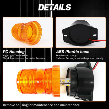 Baliza Led Ambar 2modos Luz 360 Y Strobo Apernable 10-30v