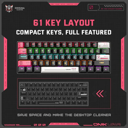 Teclado Mecanico Compacto Onikuma G55 Con Reemplazo Teclas Negro Rosa Bkanco G55 Inglés Us