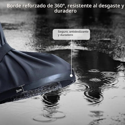 Bota Protector Silicon Impermeable Cubre Zapato Tenis Lluvia Negro Polainas Altas 2xl 46-47 (34.5cm)