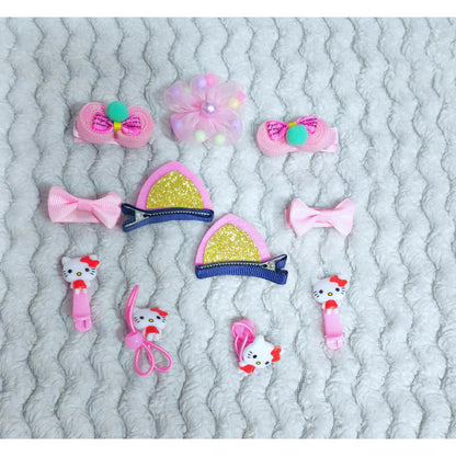 Estuche D Pinches Y Colet Bebé Niñas 11pcs Gancho Oreja Gato