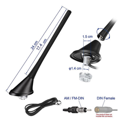 Antena De Radio Am/fm Para Auto 18cm + Base + Cable 137cm