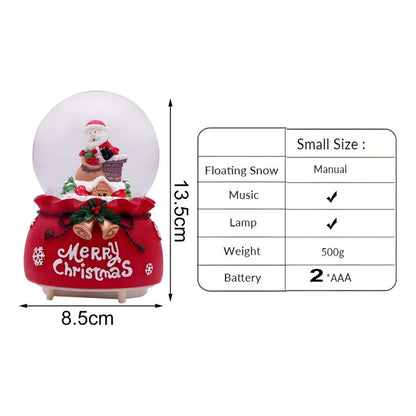 Bola De Nieve Esfera Cristal Navidad Luz Música Decora Chica