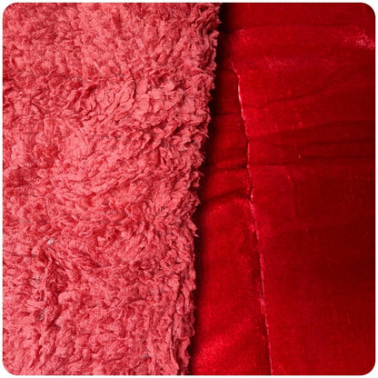 Cobertor Plush 2p Plumón Cubrecama Chiporro + Funda Invierno Rojo Mod1 Corazones Liso