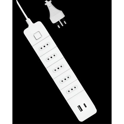 Alargador Con Switch 5 Posiciones + Usb + Tipo C 1.5mt Certi