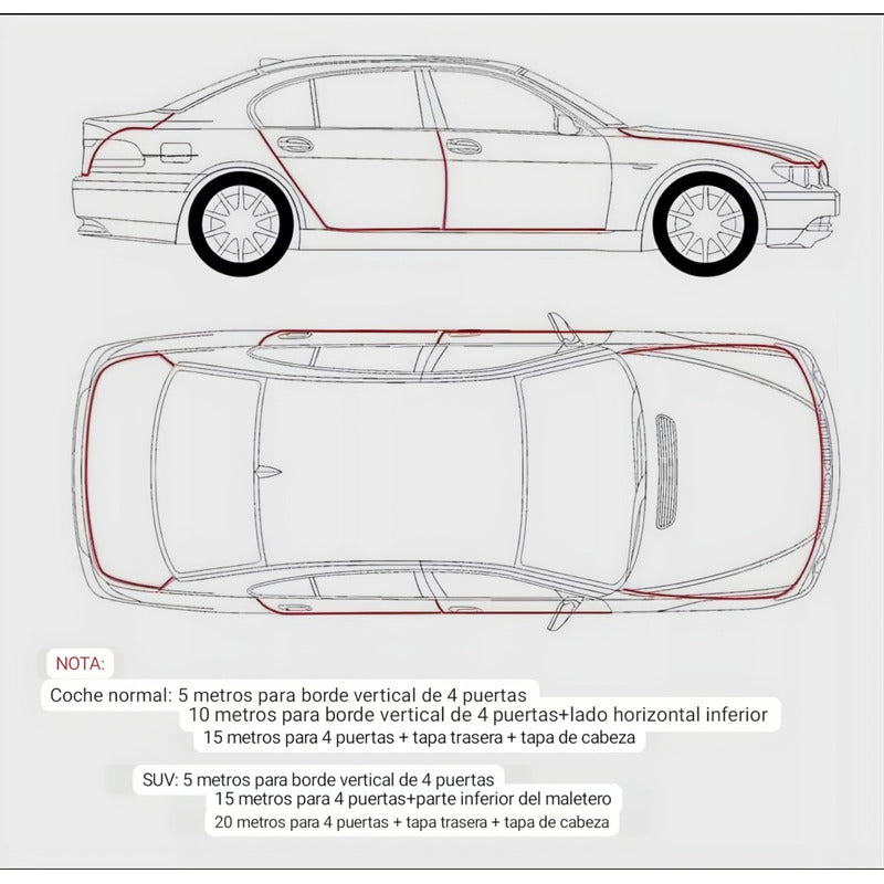Moldura De Auto Sello Presión Protectora Puertas Capot 10mt Negro 10mt