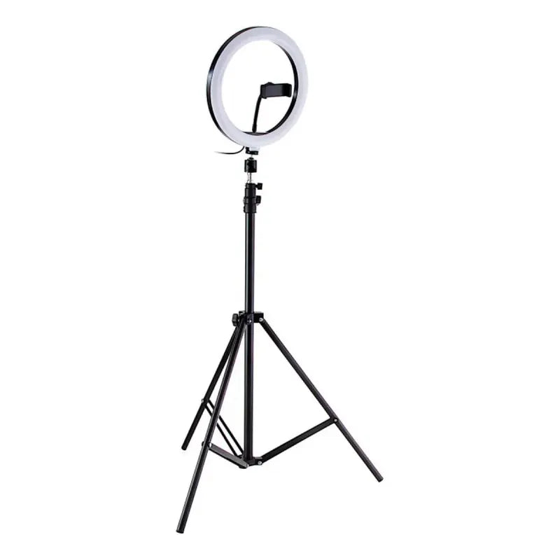 Aro De Luz Led Redondo De 26 Cm Con Trípode Y Colores De Luz Fría Y Cálida Negro Blanco Frio / Blanco Calido