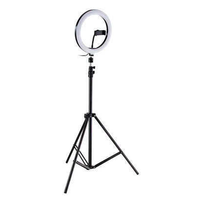Aro De Luz Led Redondo De 26 Cm Con Trípode Y Colores De Luz Fría Y Cálida Negro Blanco Frio / Blanco Calido