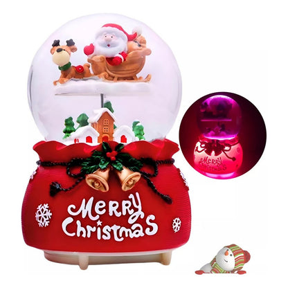 Bola De Nieve Esfera Cristal Navidad Luz Música Decora Chica