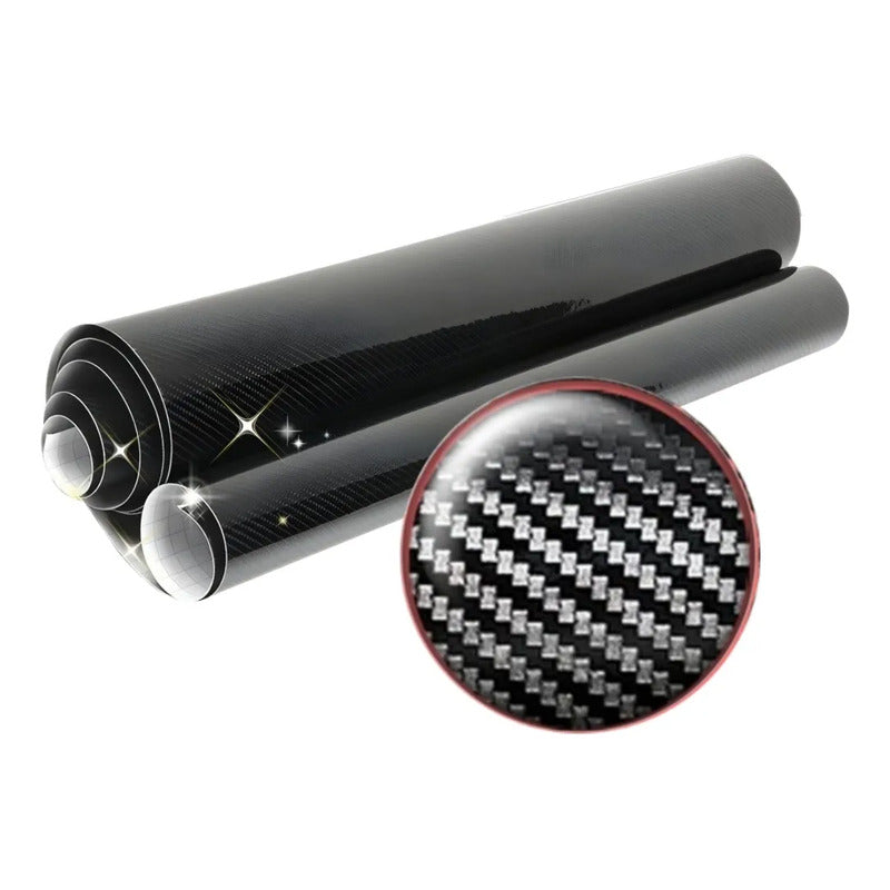 Vinilo Fibra Carbono 5d Brillante Autoadhesivo 60x100cm Negro