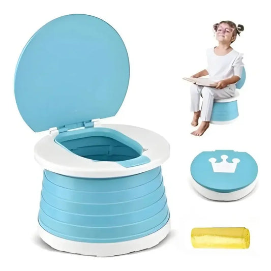Pelela Plegable Baño Inodoro Portatil Niñ@ Viajero Auto Casa Color Turquesa Corona