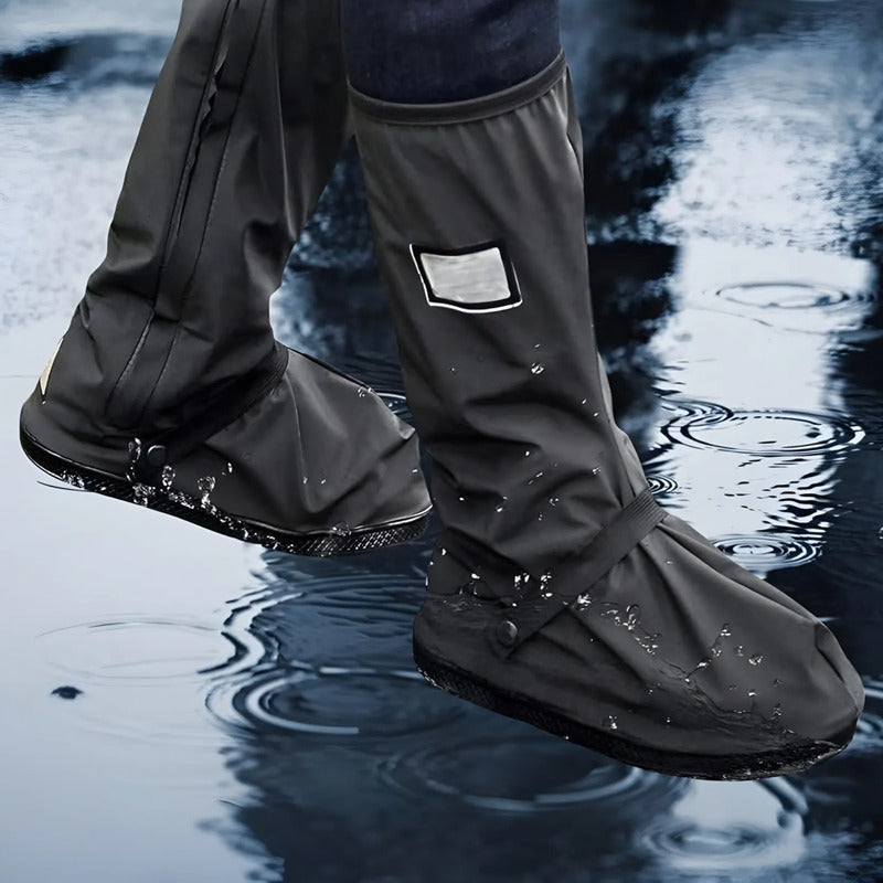 Bota Protector Silicon Impermeable Cubre Zapato Tenis Lluvia Negro Polainas Altas M 38-39 (28.5cm)