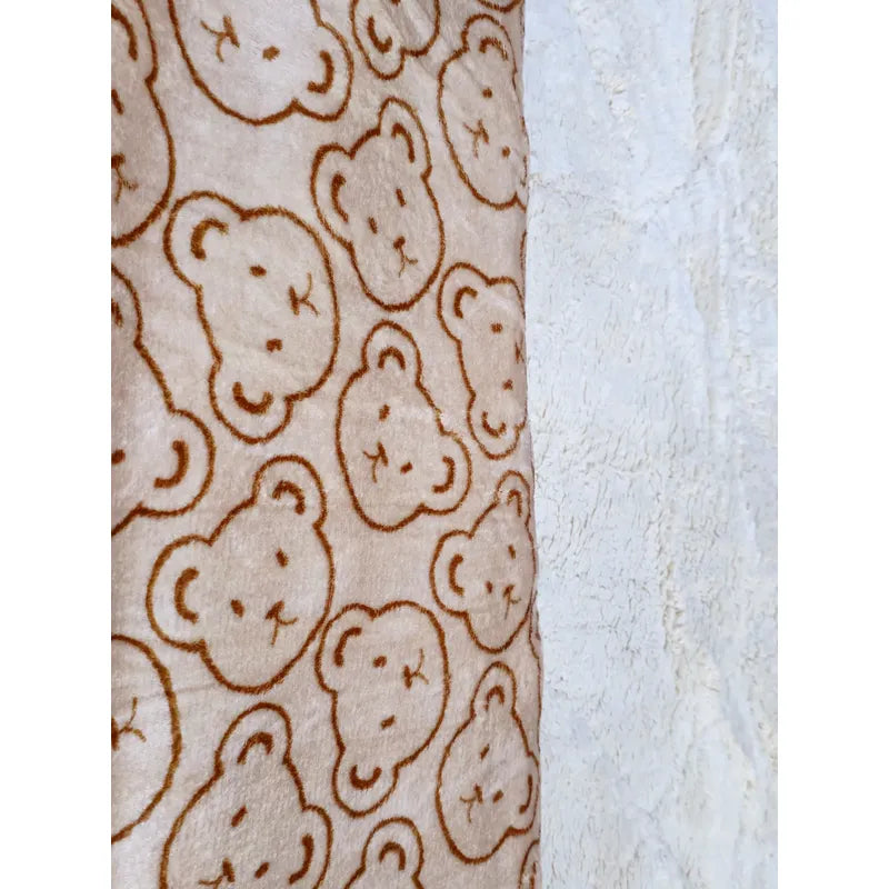 Plumón Cobertor Cubrecama Plush Chiporro Funda 2p Diseños Beige Mod6 Ositos