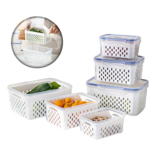 X3 Contenedor Hermético Frutas Verduras Frescas Con Colador