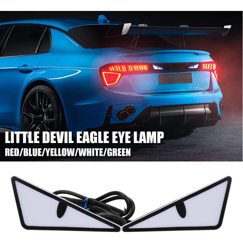 X2 Luz Led Moto Auto- Alas Ojos Devil Luz Patente Decoracio Positivo Negativo Ojos Devil 184502 Azul