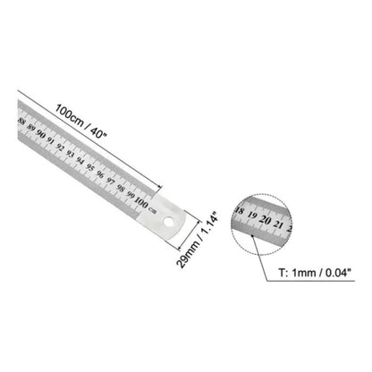Regla Metálica Doble Cara 100cm 40 Pulgadas Acero Inoxidable Color Gris