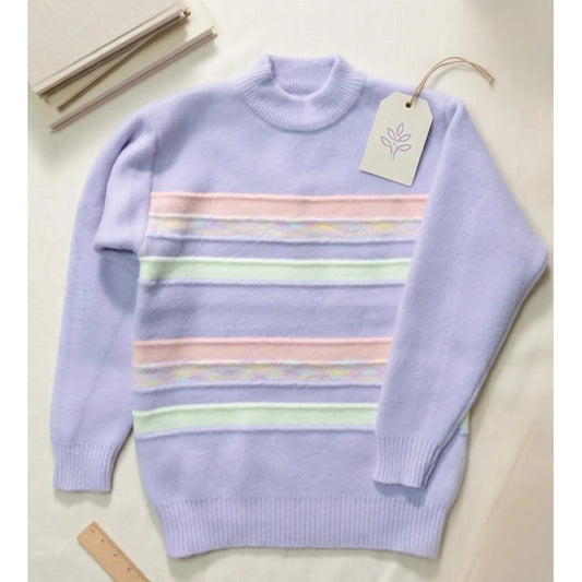 Sweater De Niña Tejido Polerón Teen Cuello Alto Sueter T8-16 Lila 728 Líneas 180