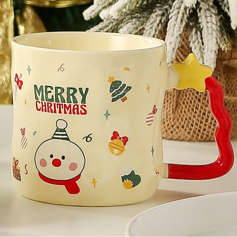 Taza De Navidad Con Agarre Árbol De Navidad 380ml Mug Lindo