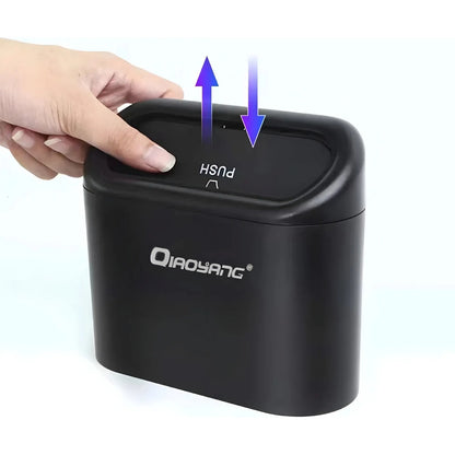 Basurero Portátil Para Auto Con Tapa Push. Soporte Universal Qiaoyang Negro