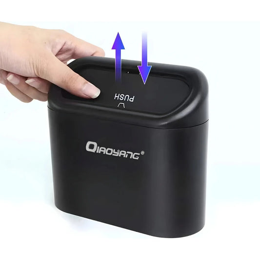Basurero Portátil Para Auto Con Tapa Push. Soporte Universal Qiaoyang Negro