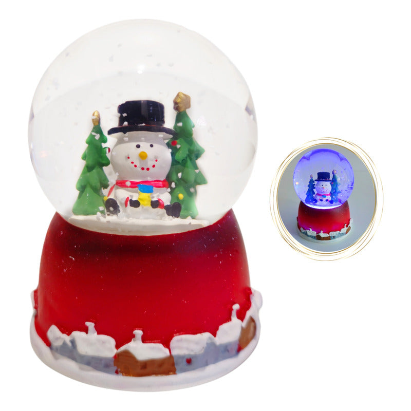 Bola De Nieve Con Luz Esfera Cristal De Navidad 10cm Decora
