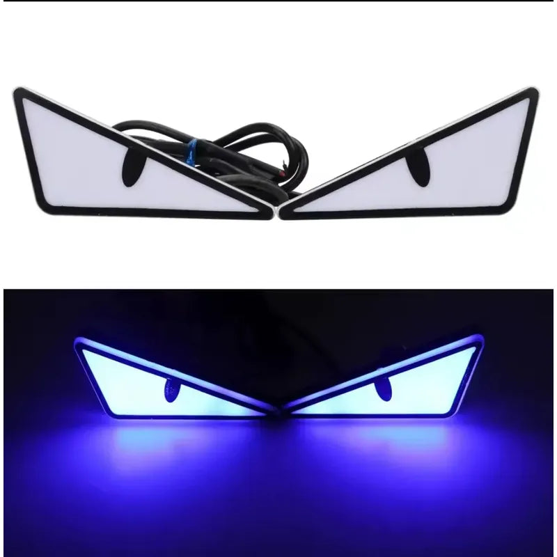 X2 Luz Led Moto Auto- Alas Ojos Devil Luz Patente Decoracio Positivo Negativo Ojos Devil 184502 Azul