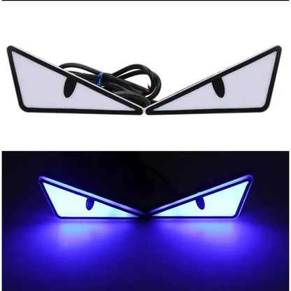 X2 Luz Led Moto Auto- Alas Ojos Devil Luz Patente Decoracio Positivo Negativo Ojos Devil 184502 Azul
