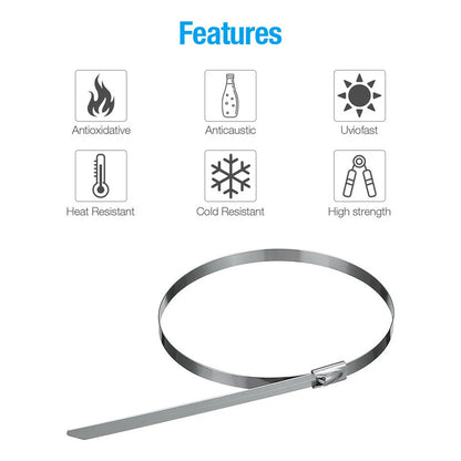 X5 Amarras Metalica Acero 304 Abrazadera 4.6x350mm Bridas Plateado 52715