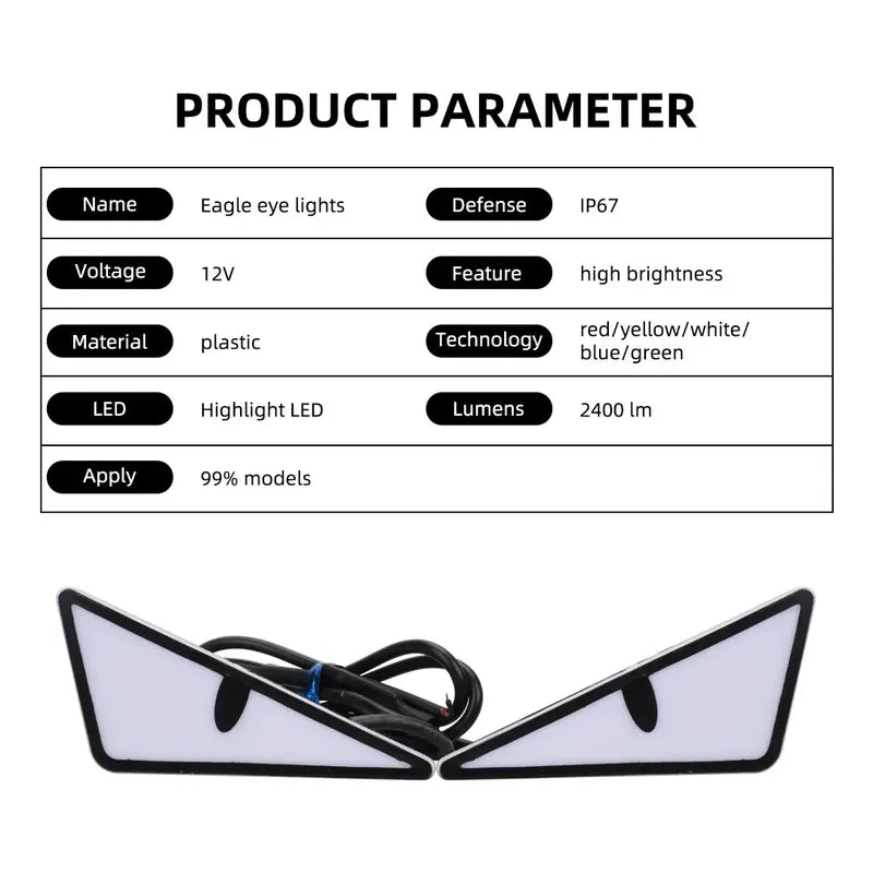 X2 Luz Led Moto Auto- Alas Ojos Devil Luz Patente Decoracio Positivo Negativo Ojos Devil 184502 Azul