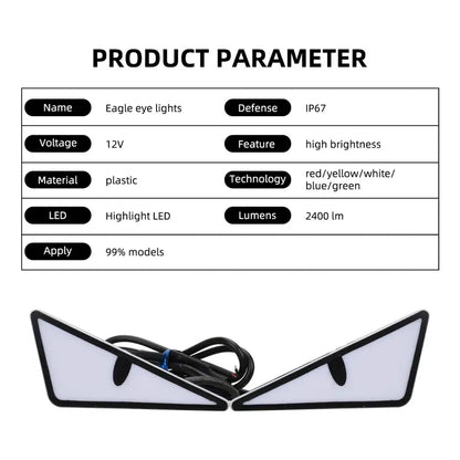 X2 Luz Led Moto Auto- Alas Ojos Devil Luz Patente Decoracio Positivo Negativo Ojos Devil 184502 Azul