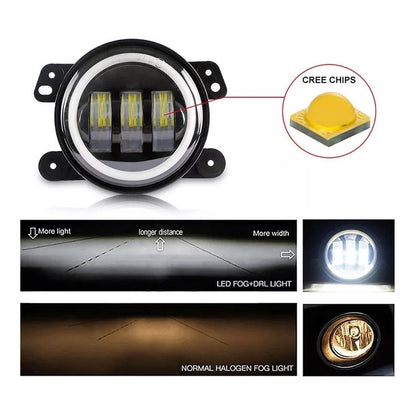 X2 Foco Neblinero Led Luz Antiniebla 4 Pulgadas Ojo De Angel