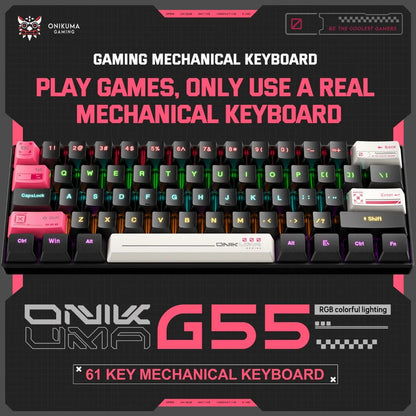 Teclado Mecanico Compacto Onikuma G55 Con Reemplazo Teclas Negro Rosa Bkanco G55 Inglés Us