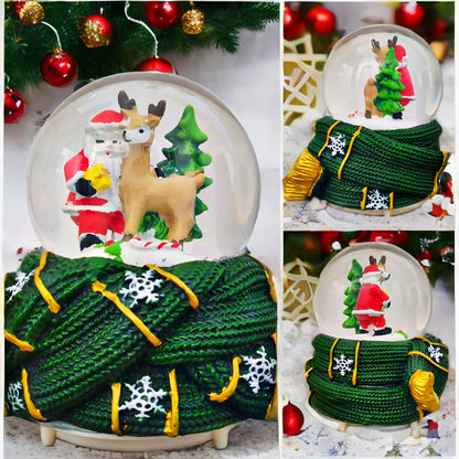 Bola De Nieve Esfera De Cristal Navidad Luz Y Música Decora