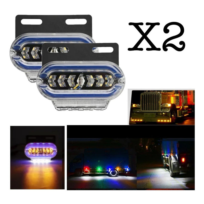 X2 Luz Led Lateral Bicolor Luz De Trocha 24v Destellante