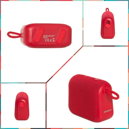 Parlante Aiwa Portátil Impermeable Awkf3r Bluetooth Recarga Rojo
