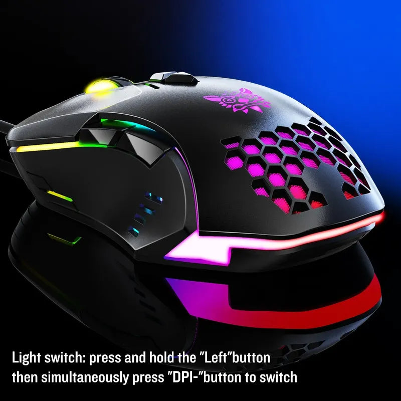 Mouse Gamer Onikuma Cw902 Con Luz 7 Boton Ergonomico Ligero Negro Cw902