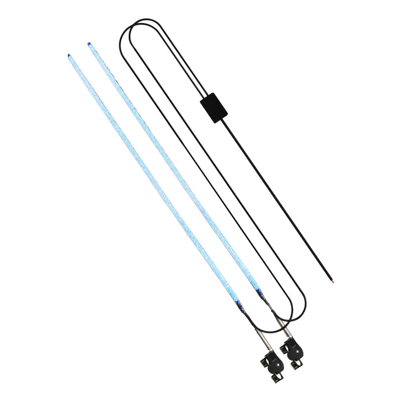 X2 Antena Tipo Látigo Con Luz Led 100cm 12v + Control Modos Dorado 81-17d